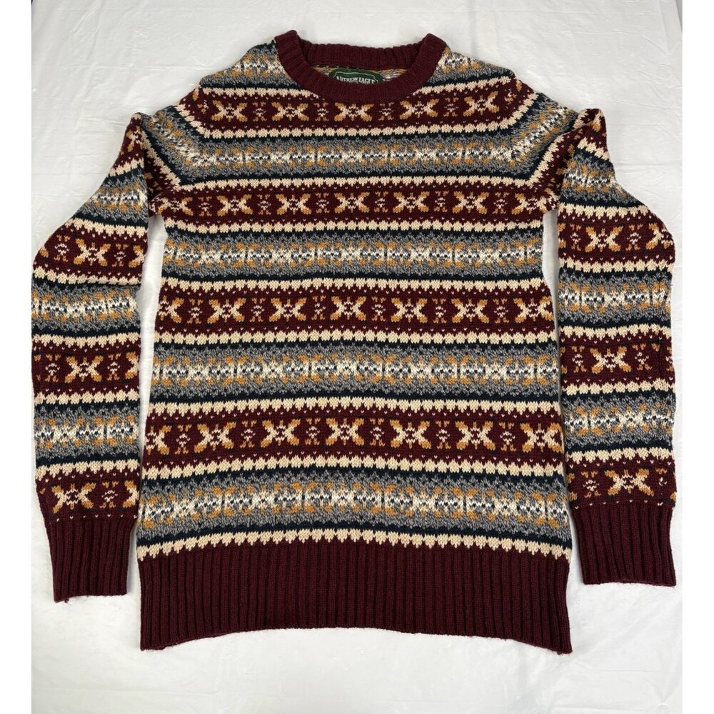 American Eagle Crew Neck Sweater Women’s Small Geometric Knit Pullover